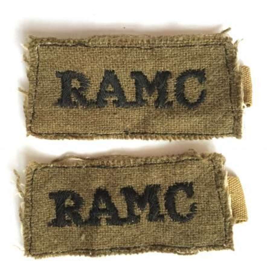 Original Matched Pair of Royal Army Medical Corps Cloth Shoulder Title