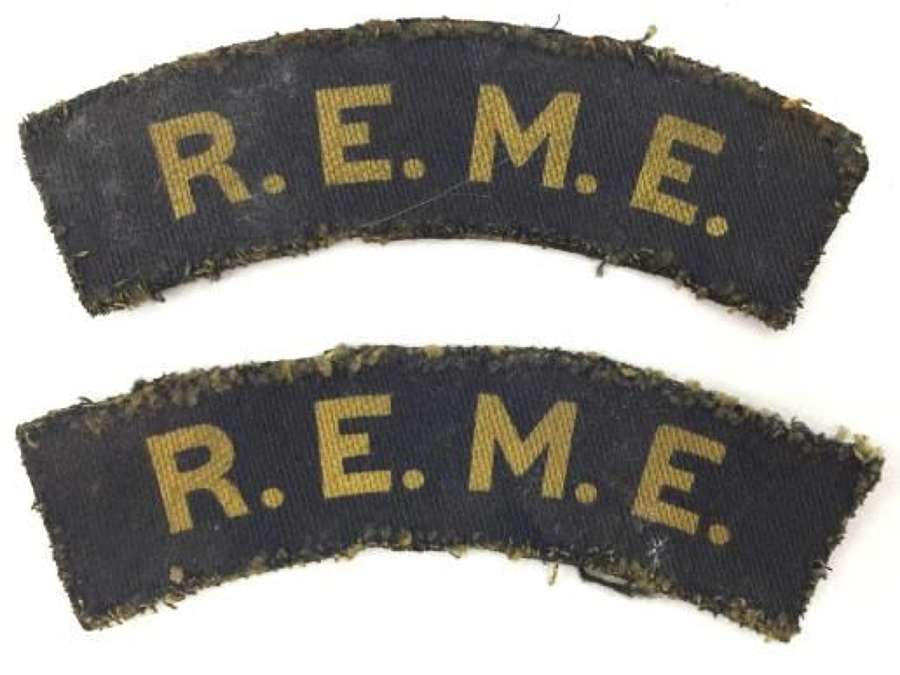 Original WW2 Printed REME Shoulder Titles