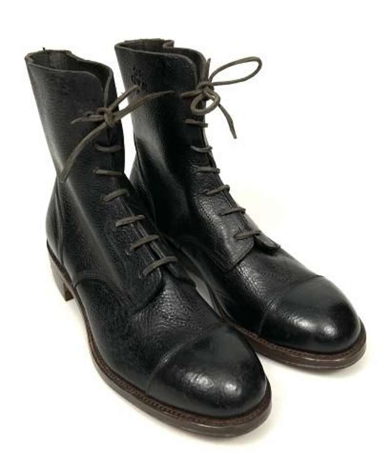 Original 1952 Dated Royal Ordnance Factory Workers Black Leather Boots