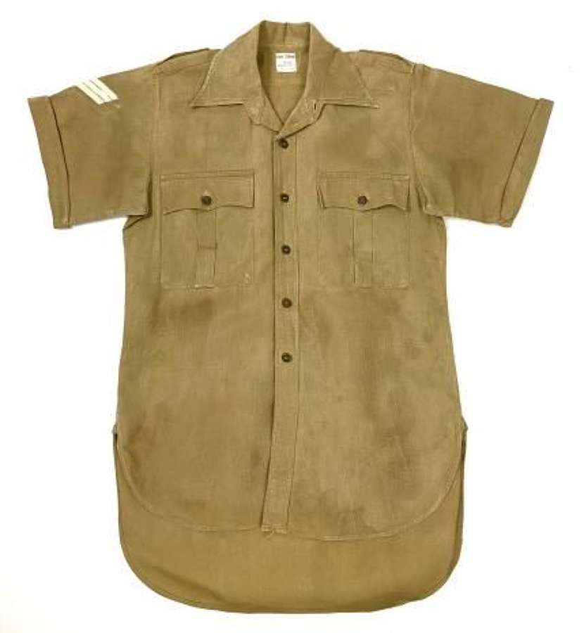 Original 1963 Dated British Army Aertex Khaki Drill Shirt