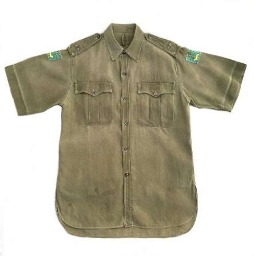 Original Late 1940s British Army Officers Jungle Green Aertex Shirt