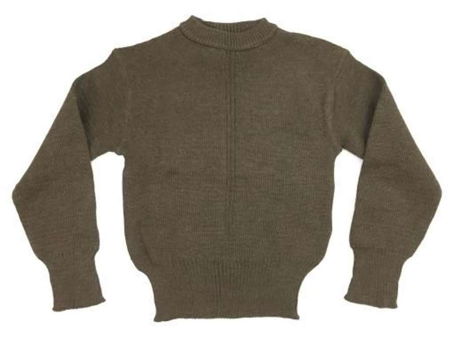 Original 1950s French Army Crew Neck Green Wool Jumper