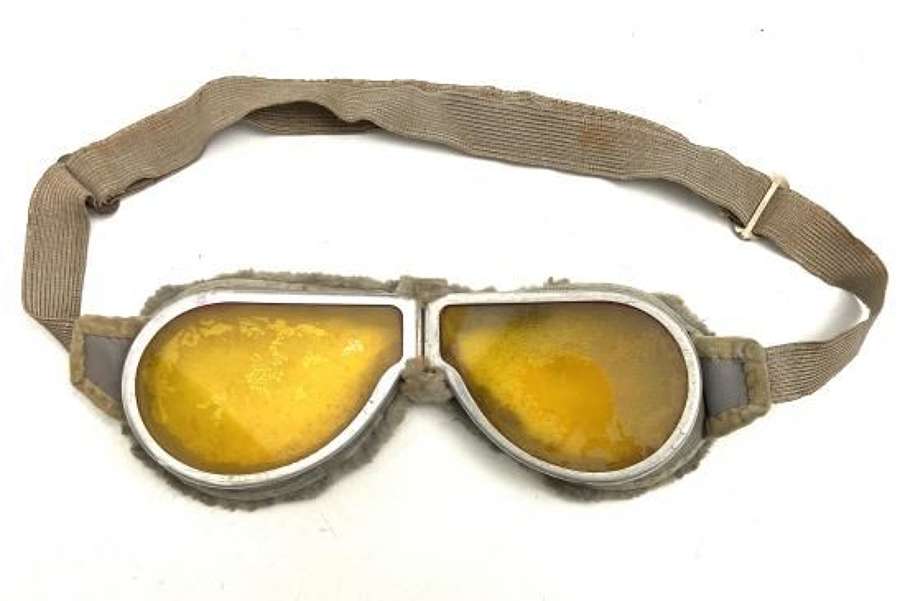 Original Early WW2 British Army MT Goggles - Yellow Lenses