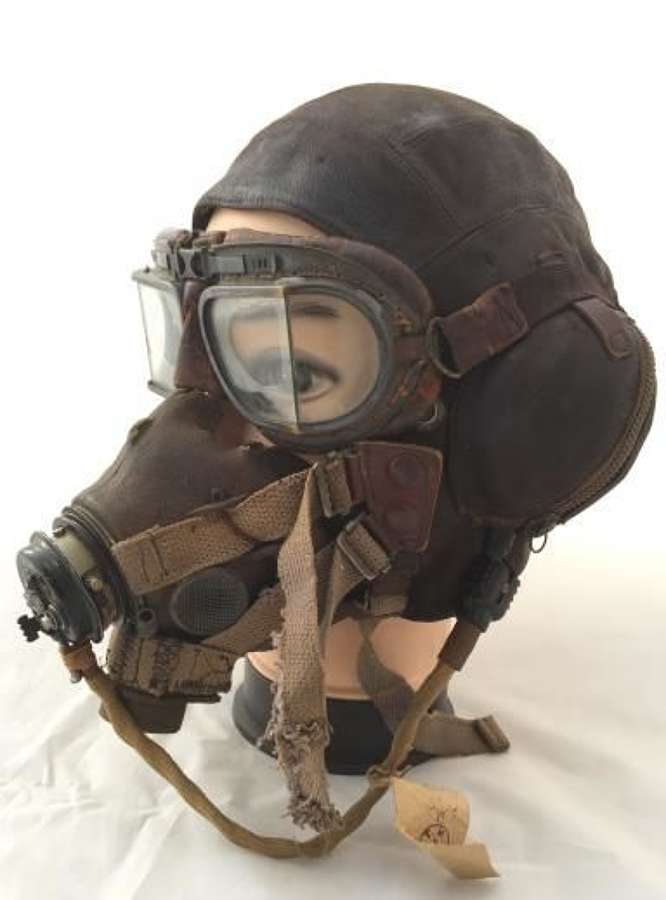 Original WW2 C-type Flying Helmet, G-Type Oxygen Mask and MK VIII Gogg