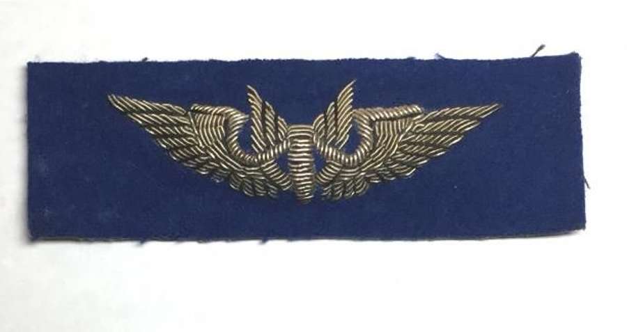 Original USAAF Blue Backed Bullion Aerial Gunner Wing
