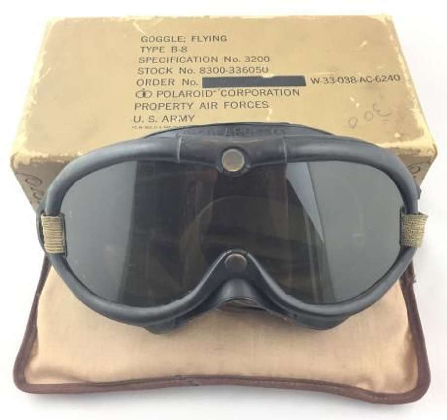 Original WW2 USAAF B8 Polaroid Flying Goggles, Box and Spare Lenses