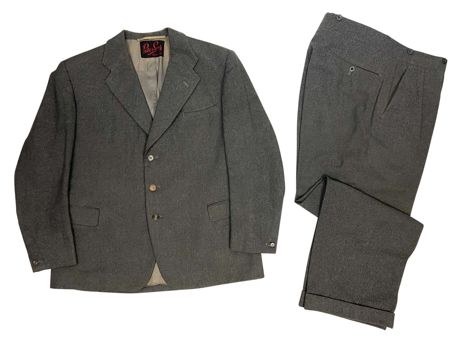 Original 1960 Dated Men's Grey Flannel Suit by 'Pote & Sons'