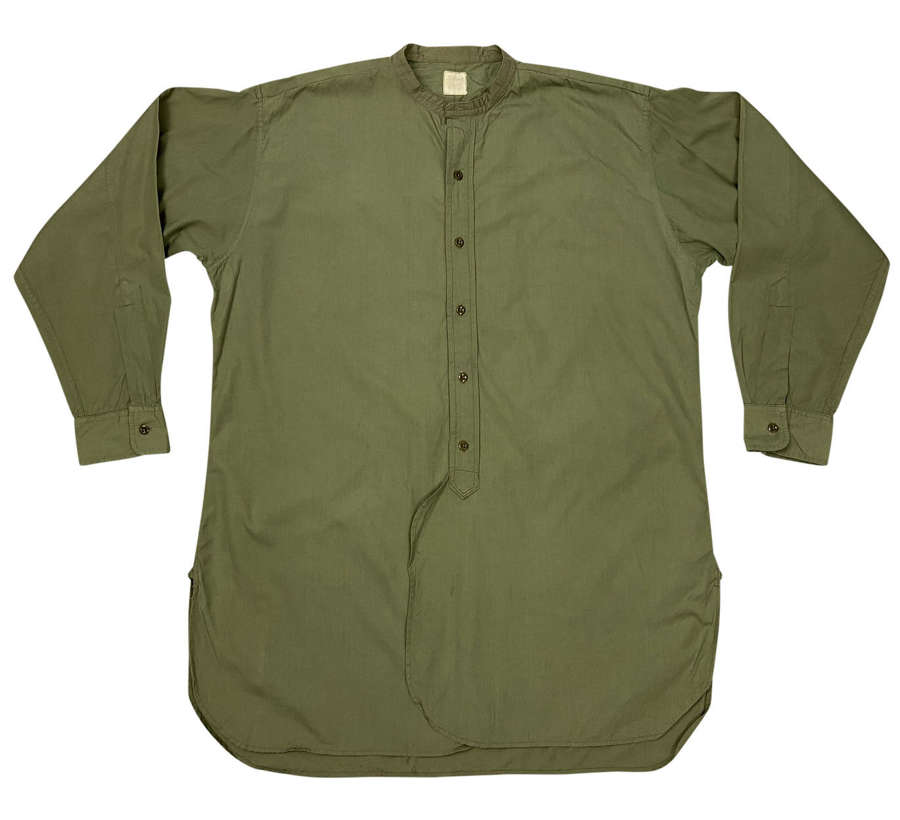 Original 1950s British Army Officers Green Poplin Collarless Shirt