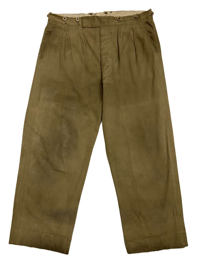 Original 1950s Men's Khaki Drill Workwear Trousers