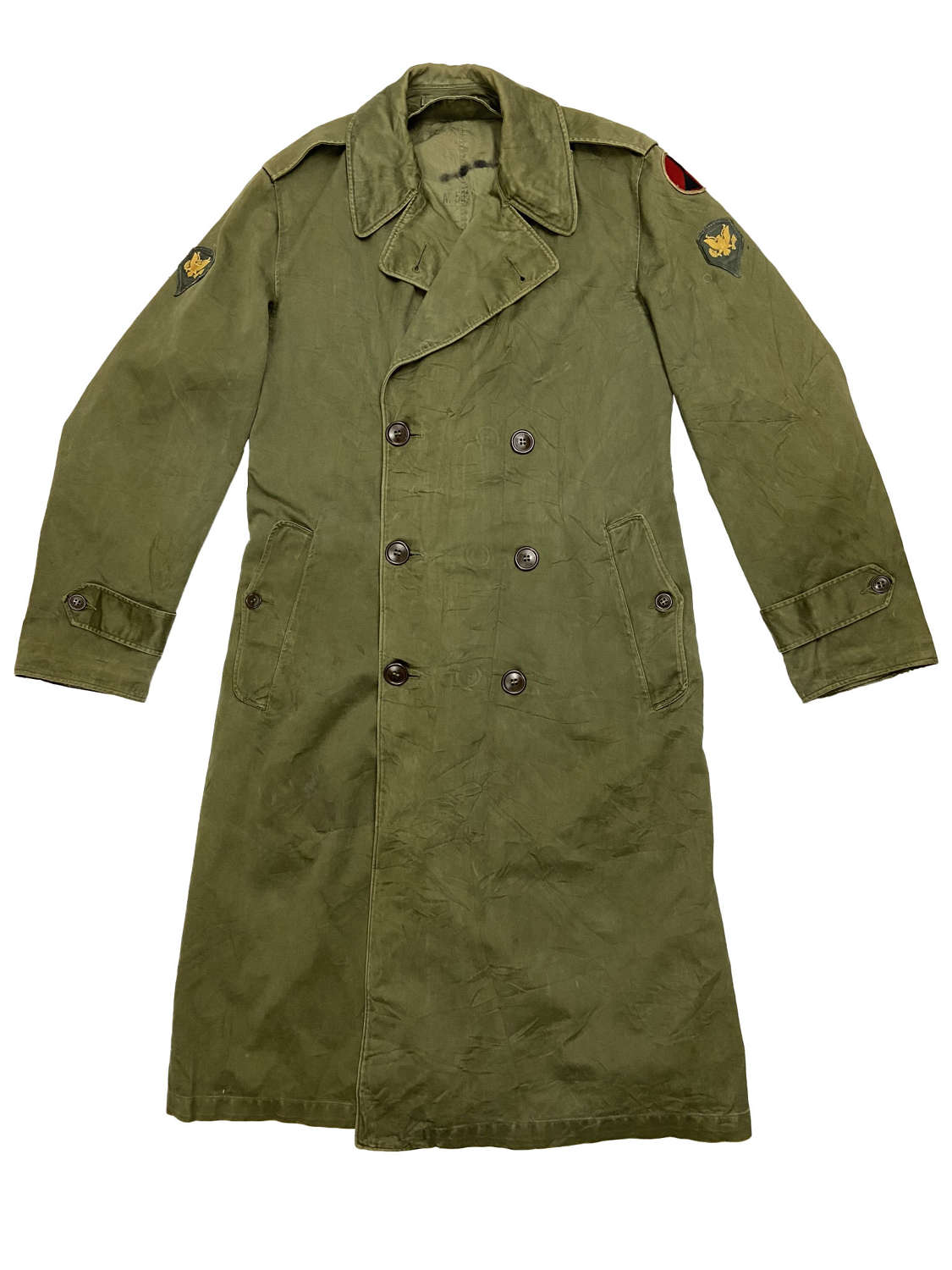 Original 1950s US Army O.G. 107 Raincoat - Size Small Long