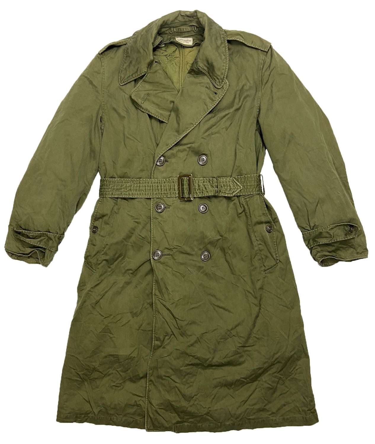 Original 1955 Dated US Army O.G. 107 Raincoat - Size Medium Regular
