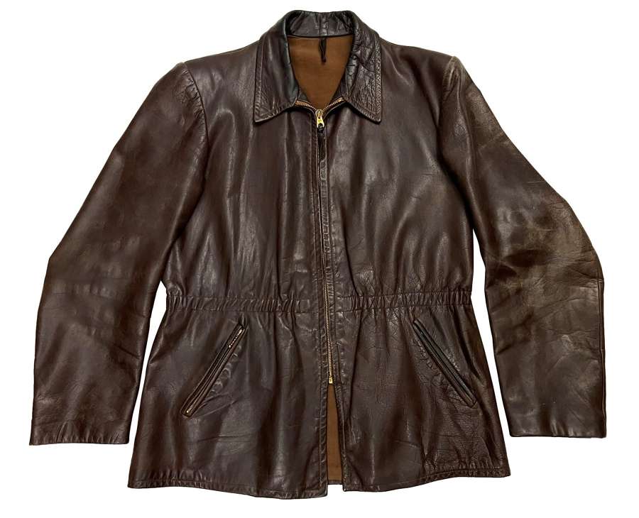 Original 1950s German Brown Leather Jacket