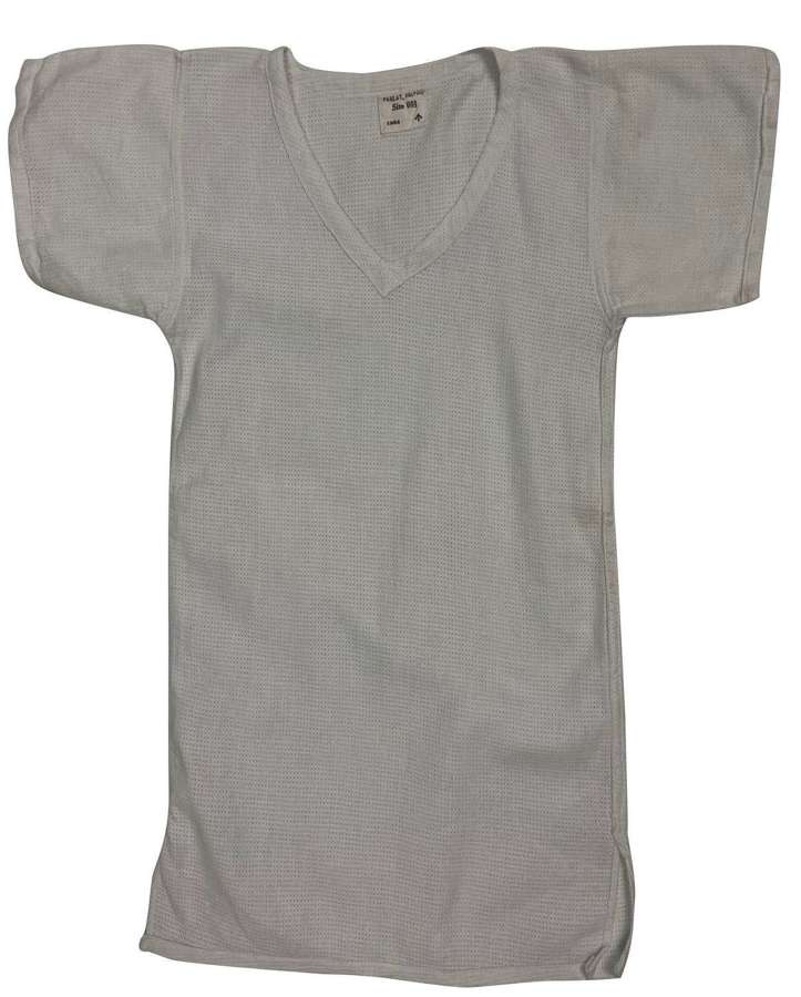 Original 1954 Dated British Army Aertex V-Neck Shirt - Size 001
