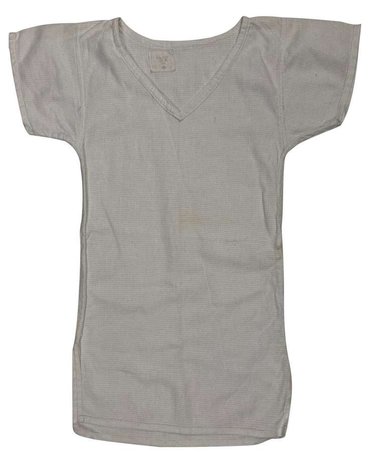 Original 1955 Dated British Army Aertex V-Neck Shirt - Size 02