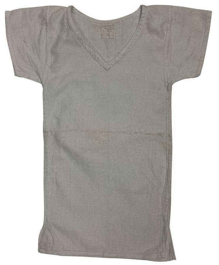 Original 1955 Dated British Army V-Neck Aertex Shirt - Size 01