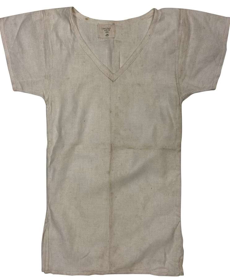 Original 1955 Dated British Army Aertex V-Neck Shirt - Size 002