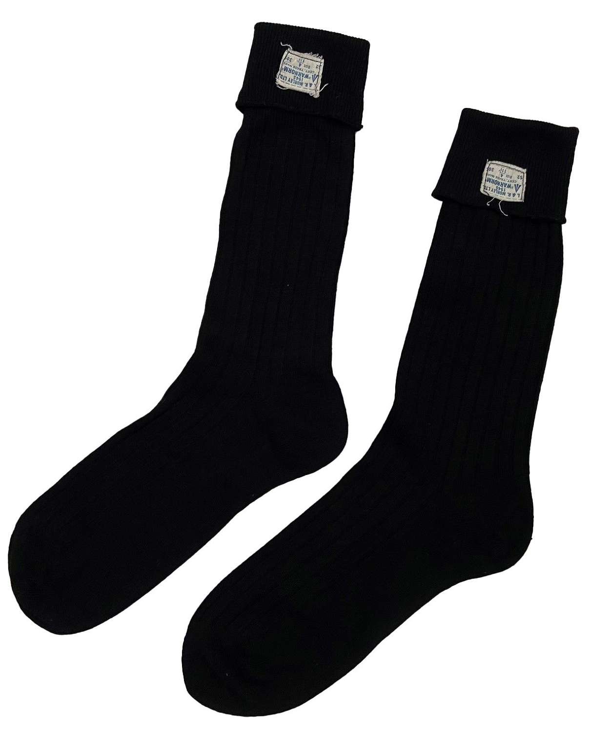 Original 1945 Dated RAF Black Wool Socks by 'I & R Morley' for Warnorm