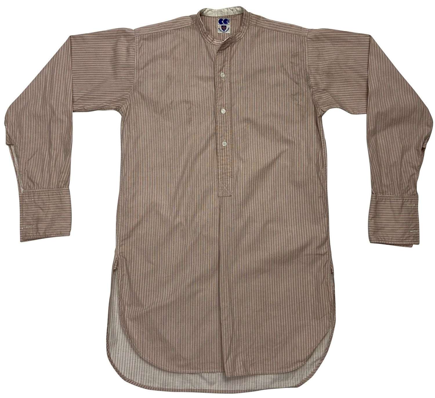 Original 1940s CC41 Striped Collarless Shirt by 'Water Lane Brand'