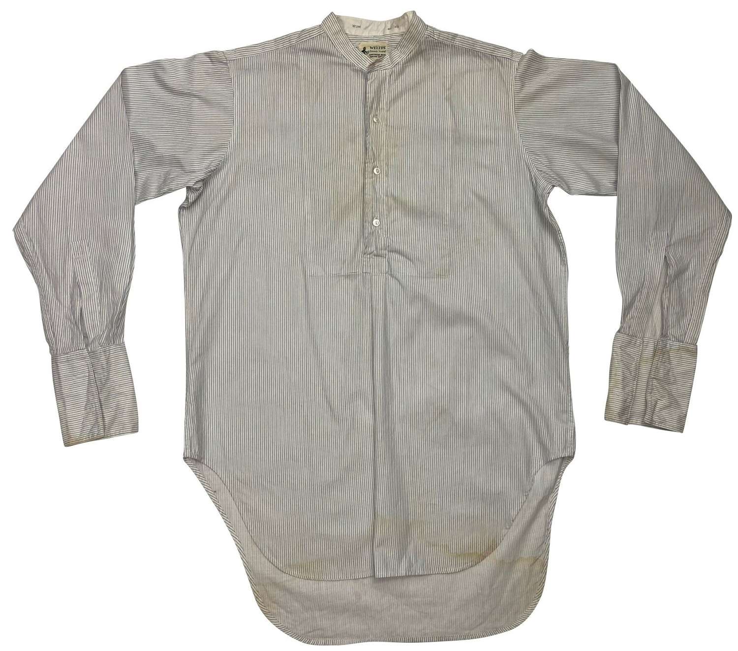 Original 1950s Collarless Needle Stripe Shirt by 'Weltus'