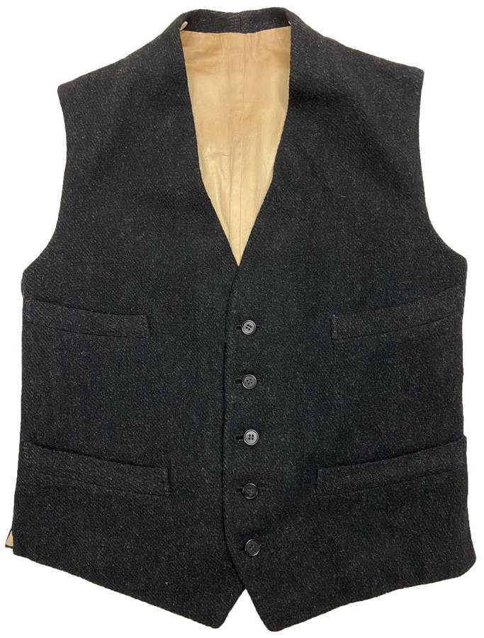 Original 1920s Dark Grey Tweed Waistcoat