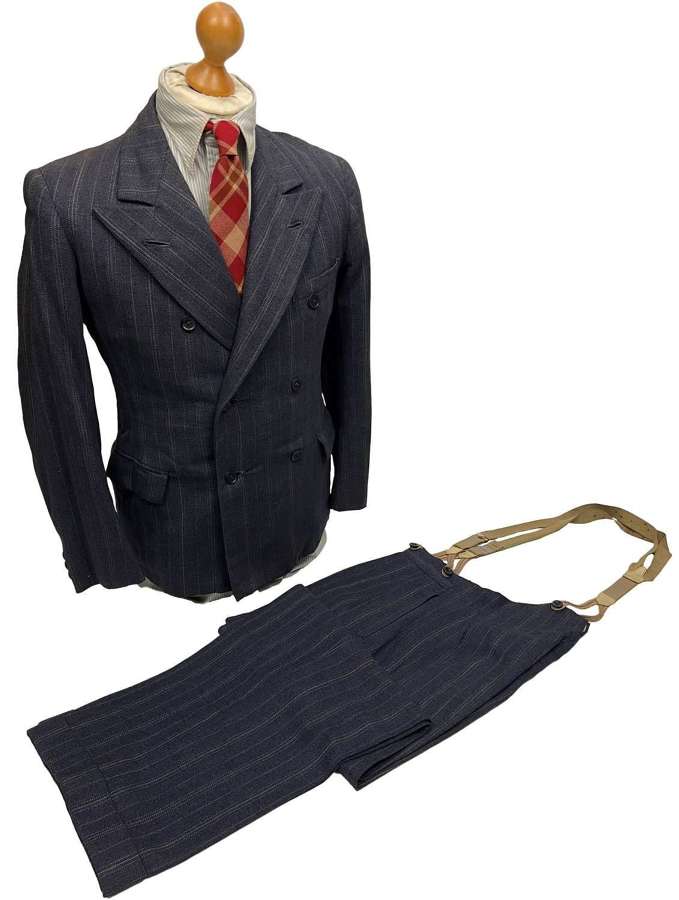 Original 1940s British Blue Double Breast Three Piece Suit