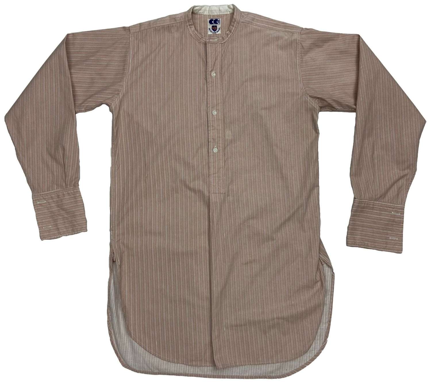 Original 1940s CC41 Striped Collarless Shirt by 'Water Lane Brand' (2)