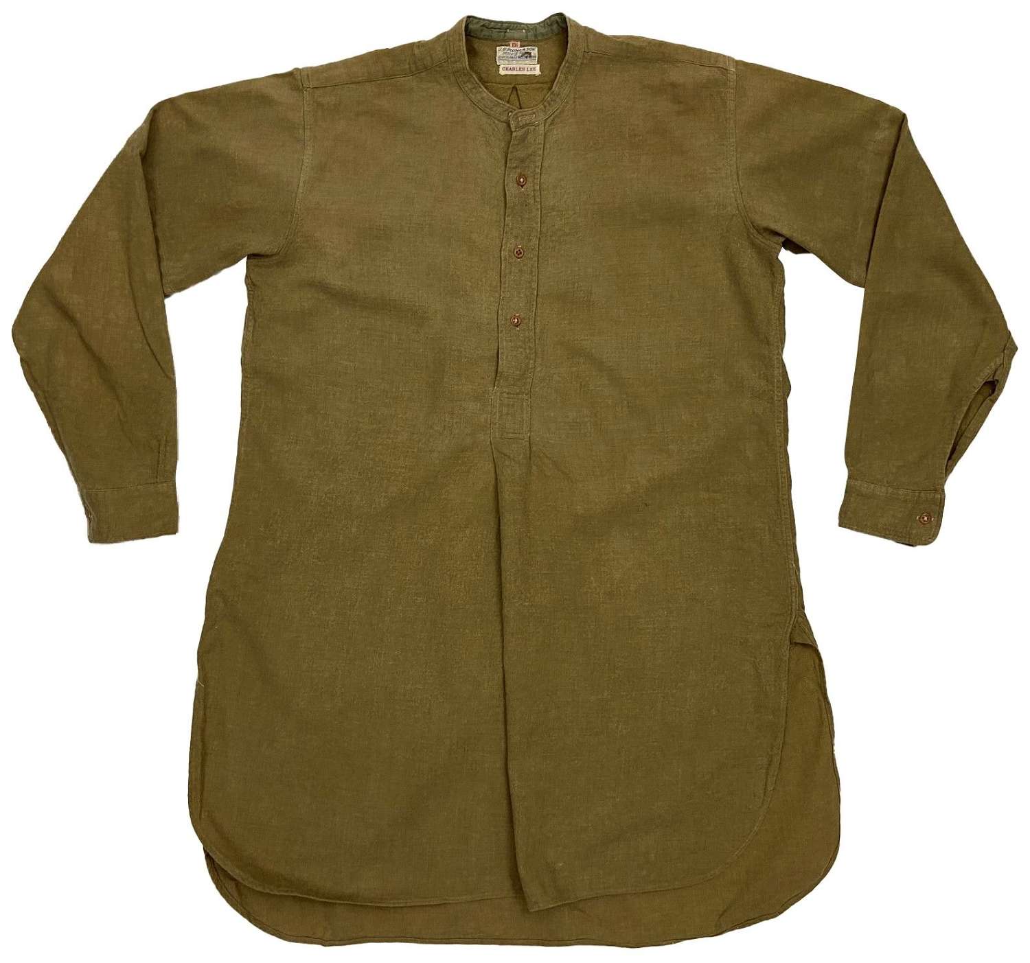 Original British Army Officers Collarless Shirt by 'J. G. Plumb'