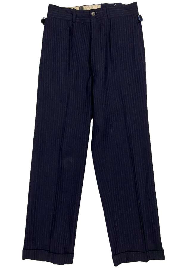 Original 1940s French Striped Wool Trousers
