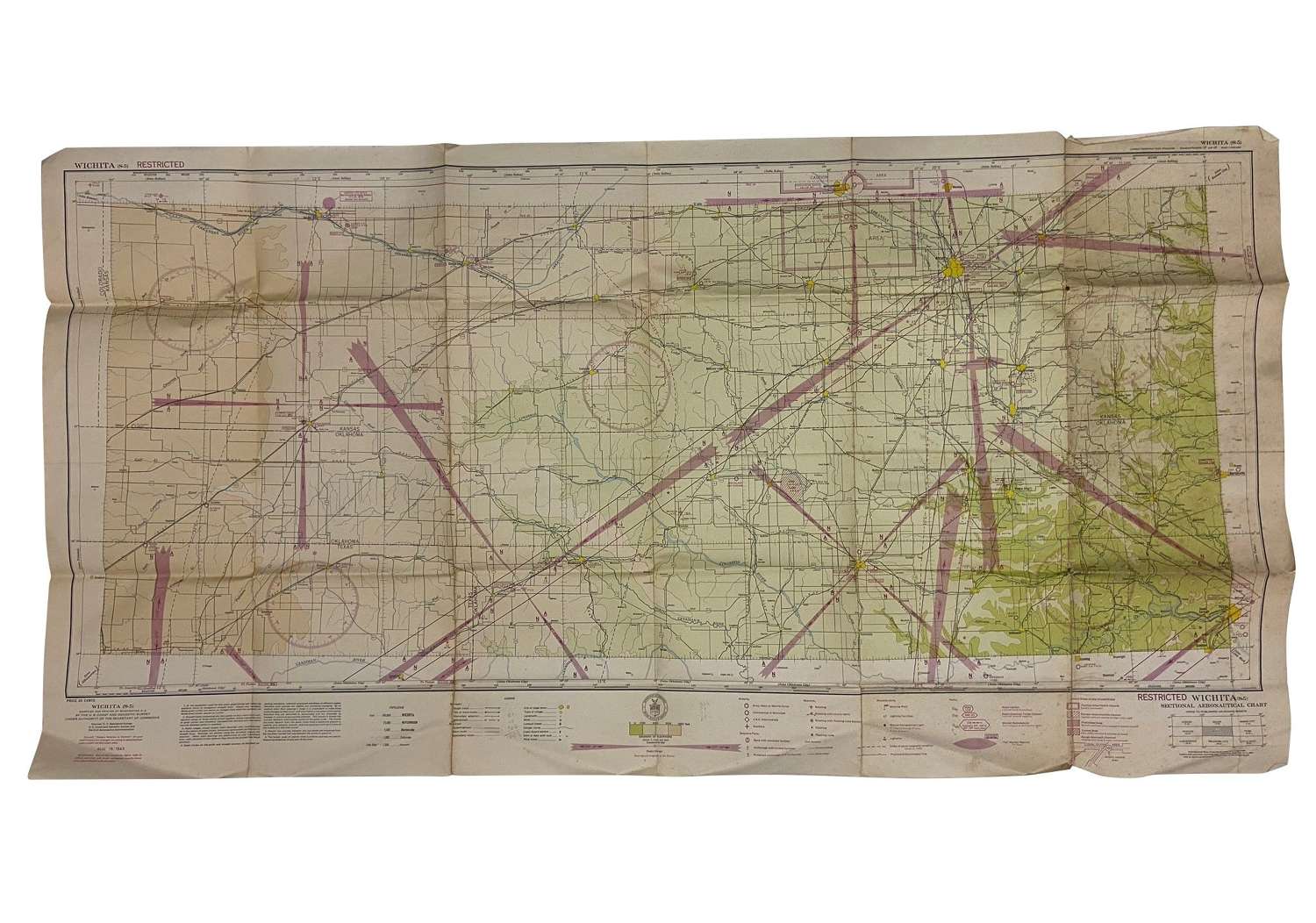 Original 1943 Dated USAAF / RAF Map of Wichita