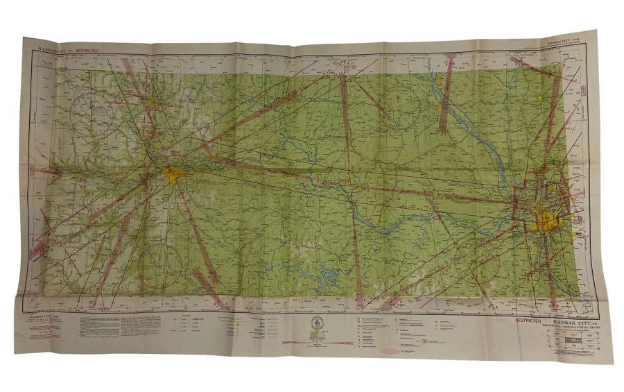 Original 1942 Dated USAAF / RAF Map of Kansas City