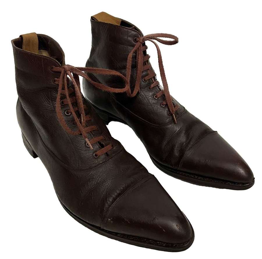 Original Victorian Men's Brown Leather Ankle Boots - Size 7