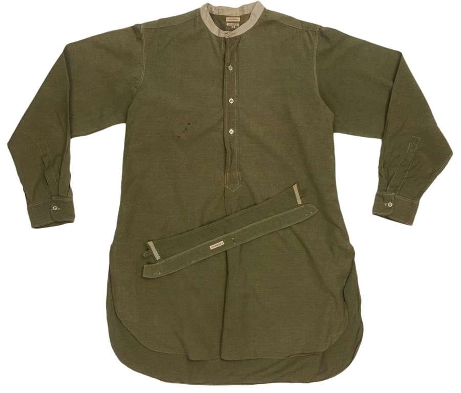 Original WW2 British Army Officers Collarless Shirt + Collar