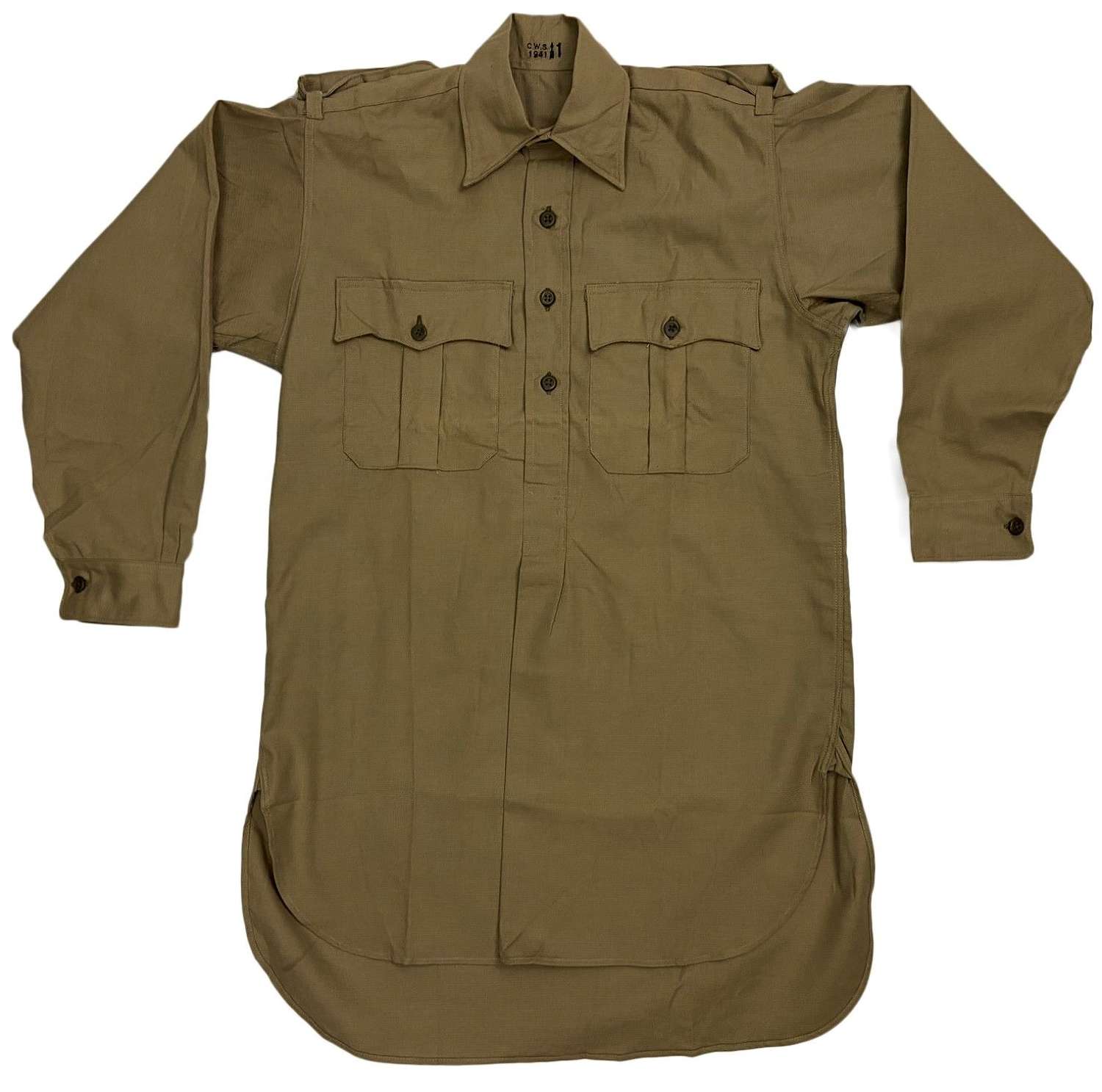 Rare original 1941 Dated British Army Khaki Drill Shirt by 'C.W.S'