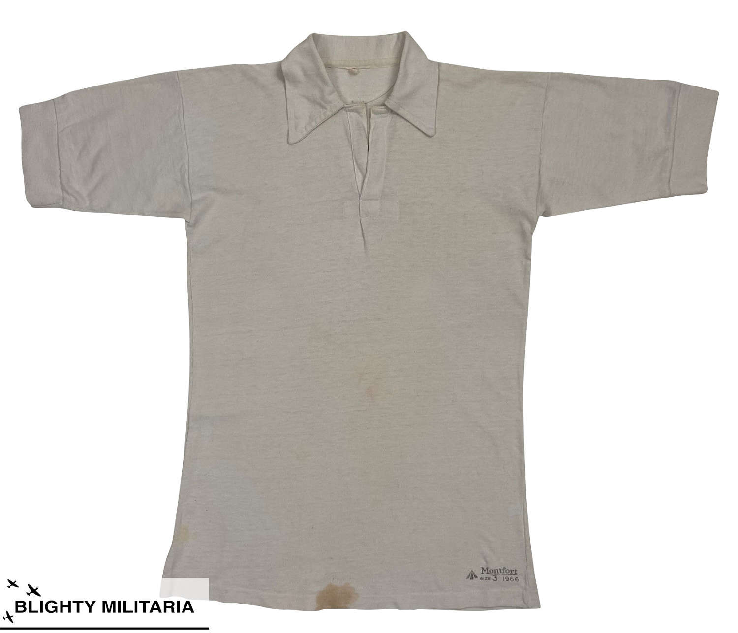 Original 1966 Dated White British Army Sports Polo Shirt by 'Montfort'