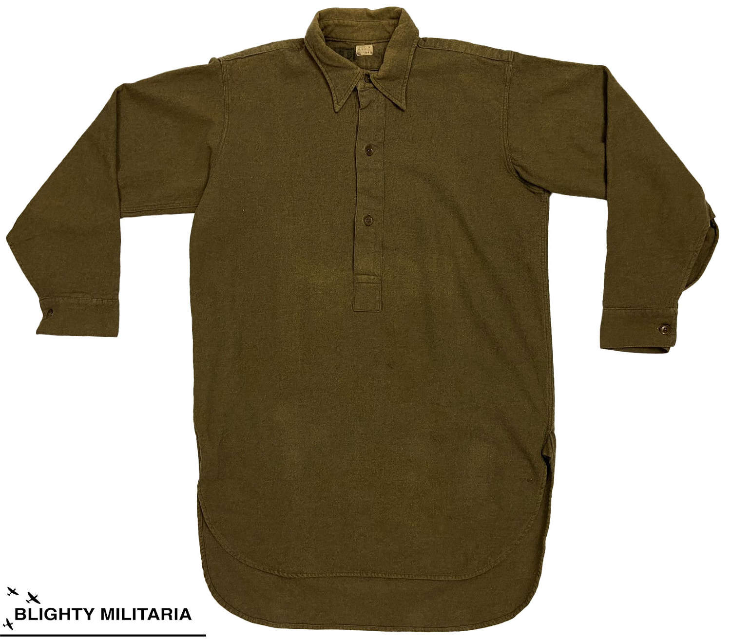 Original 1945 Dated British Army Ordinary Ranks Collared Shirt Size 6
