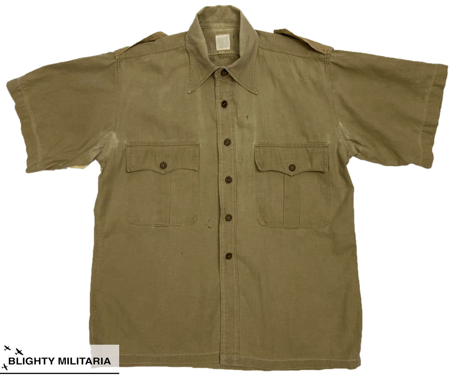 Original 1950s British Cellular Cotton Khaki Drill Shirt