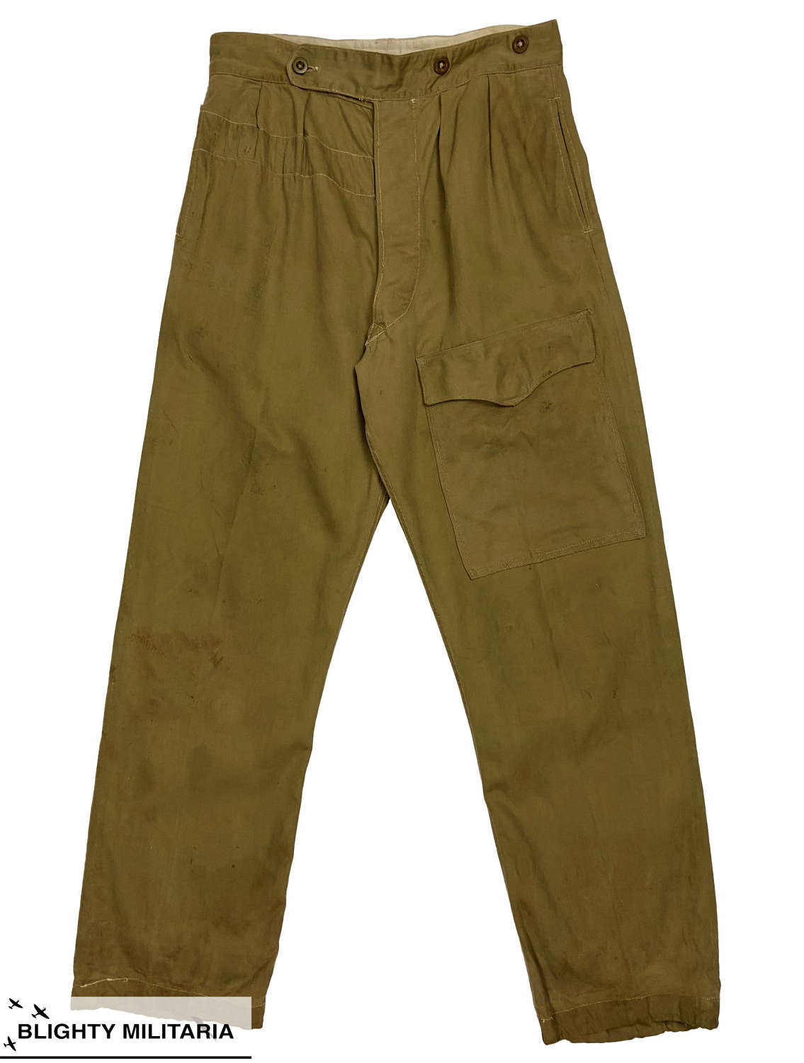Original 1951 Dated 1942 Pattern Khaki Drill Trousers - Size 10