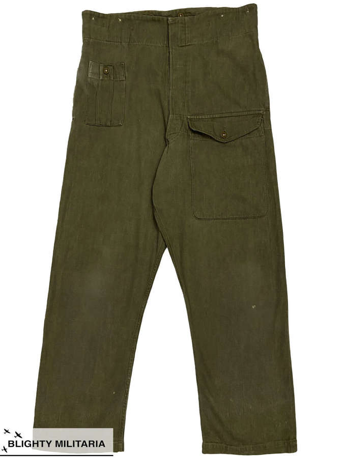 Original 1952 Dated British Army Denim Battledress Trousers - Size 9