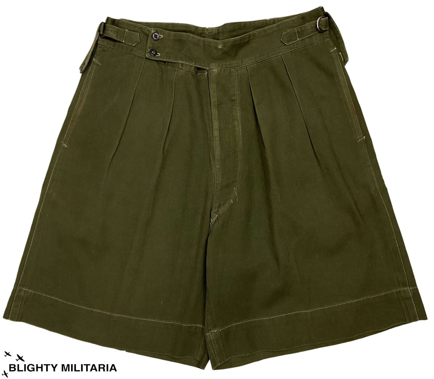 Original 1950s British Jungle Green Shorts - Size 33