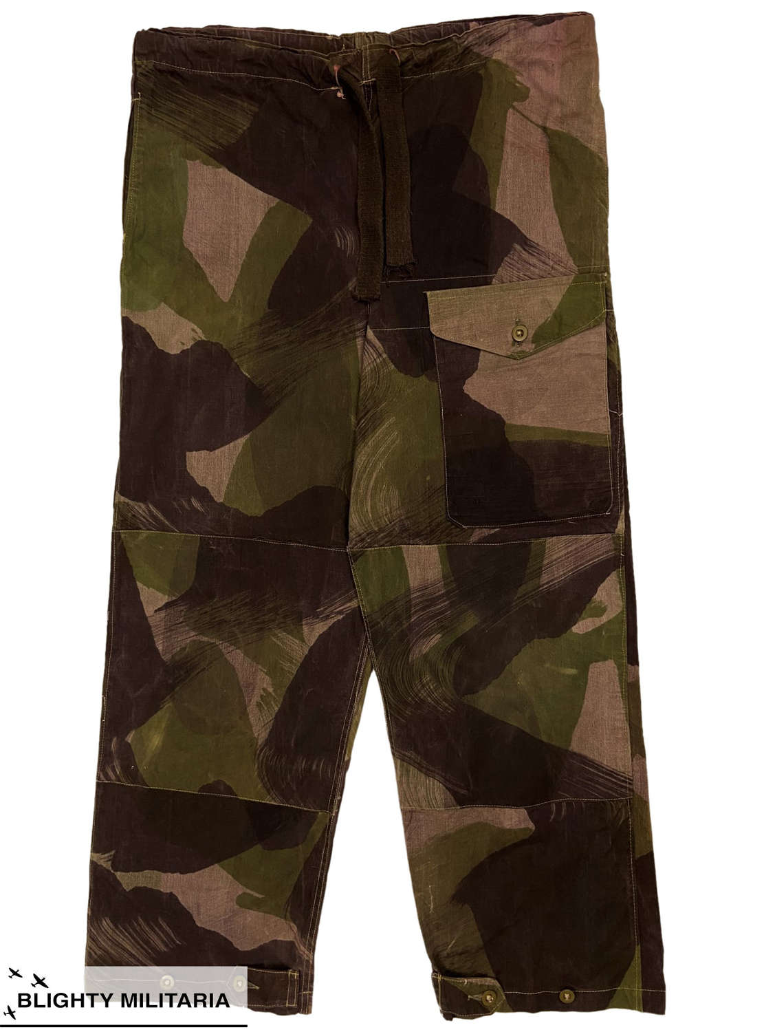 Original 1943 Dated British Army Camouflage Windproof Trousers Size 3