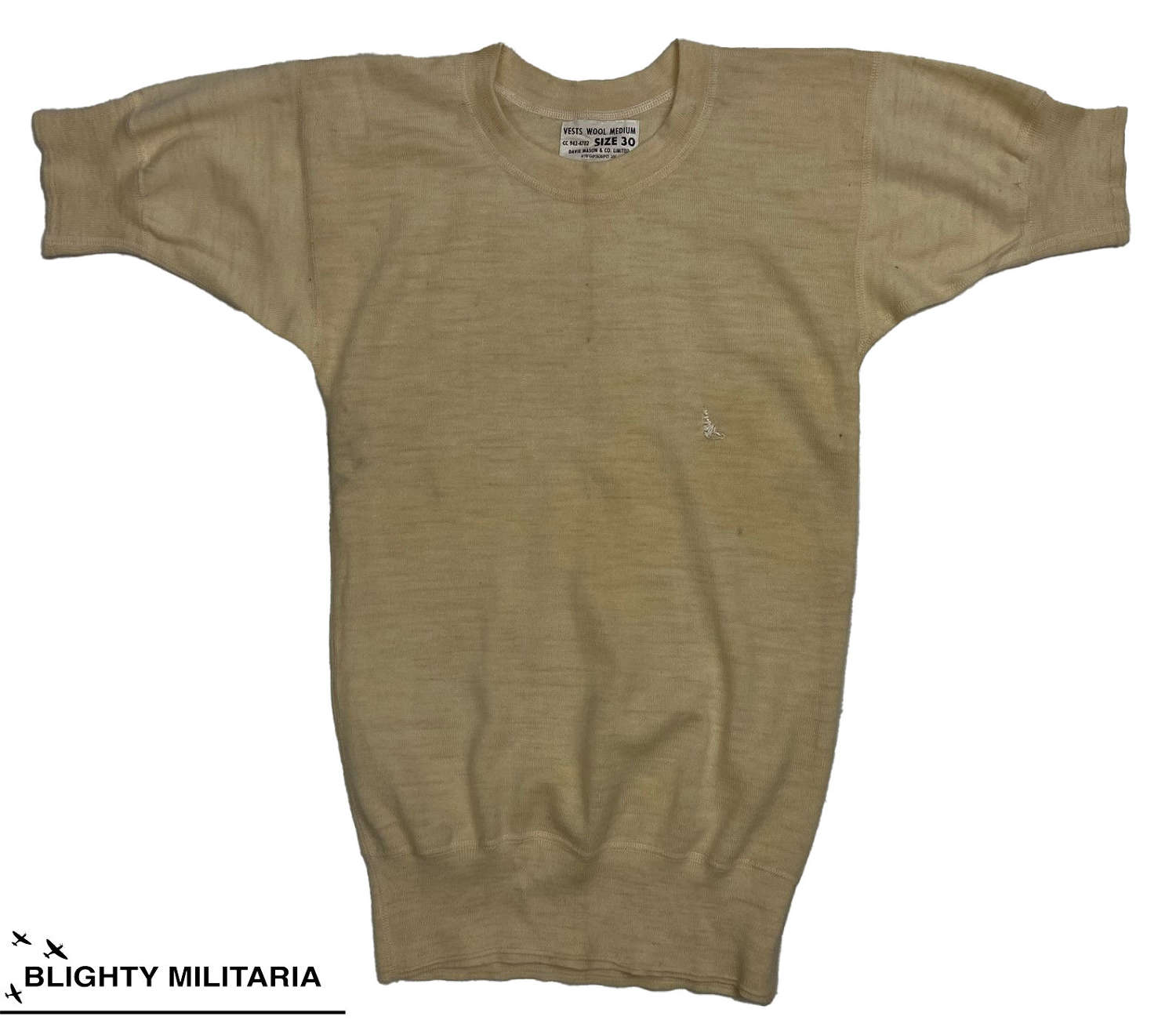 Original 1970 Dated British Army Wool Undershirt - Size 30