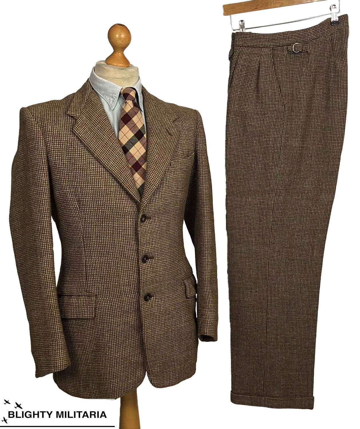 Stunning Original Early 1950s British Tweed Two Piece Suit