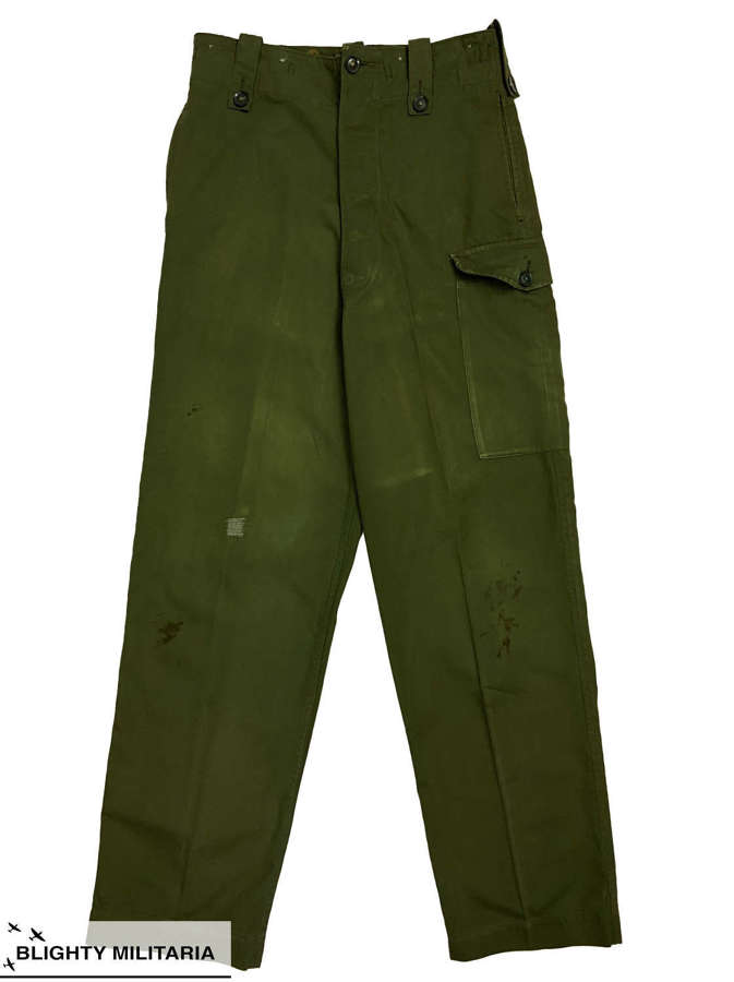 Original 1971 Dated British Army Trousers, Overall Green - Size 4