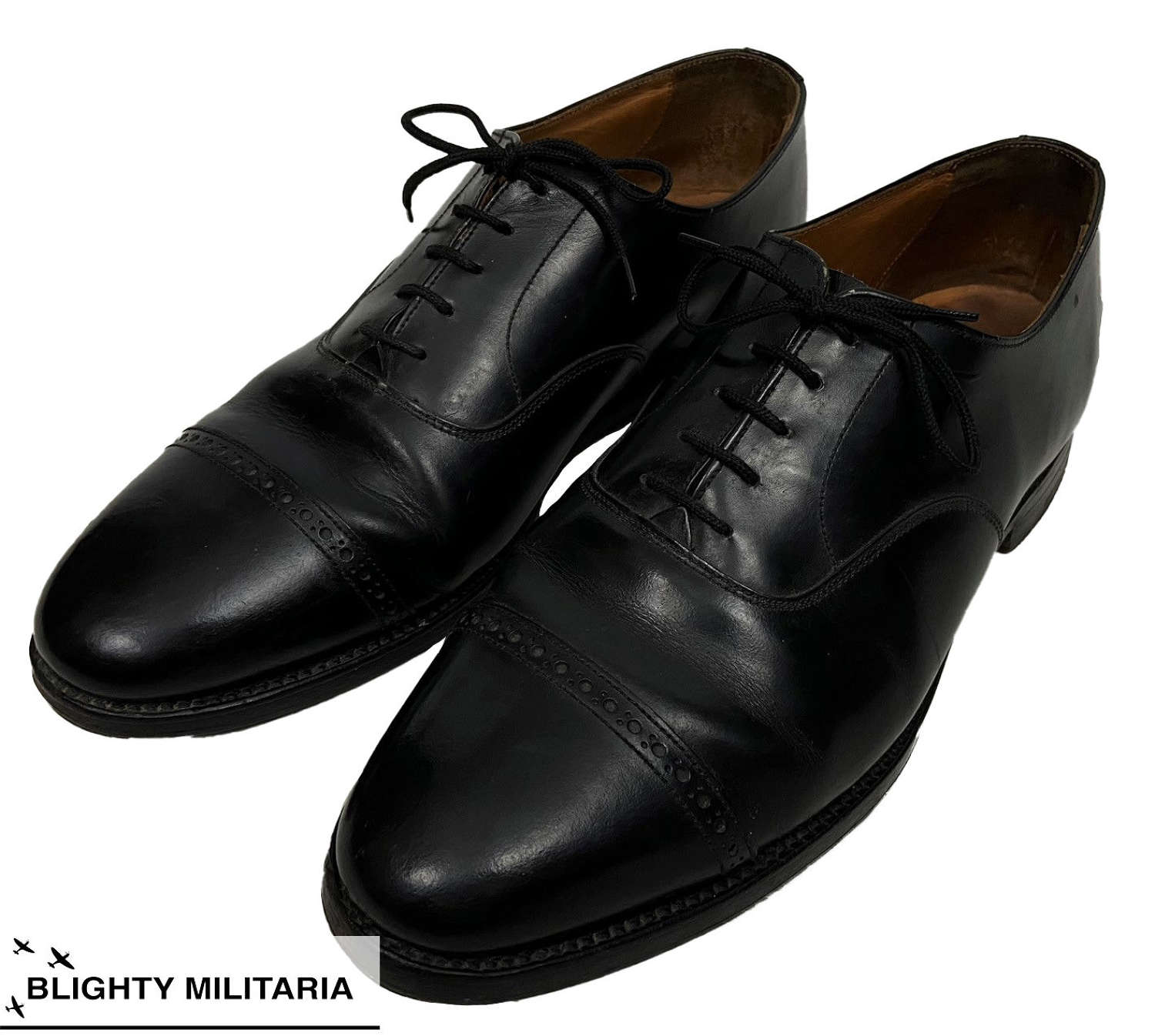 Original 1960s Men's Black Oxford Shoes by 'Coles' - Size 9