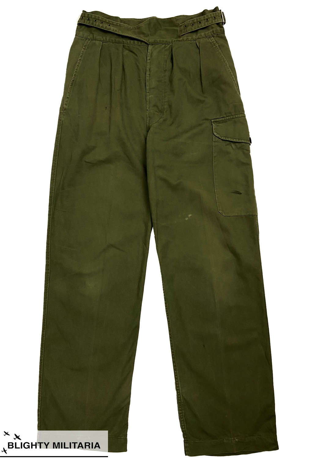 Original 1970s 1950 Pattern Jungle Green Trousers - Size 7