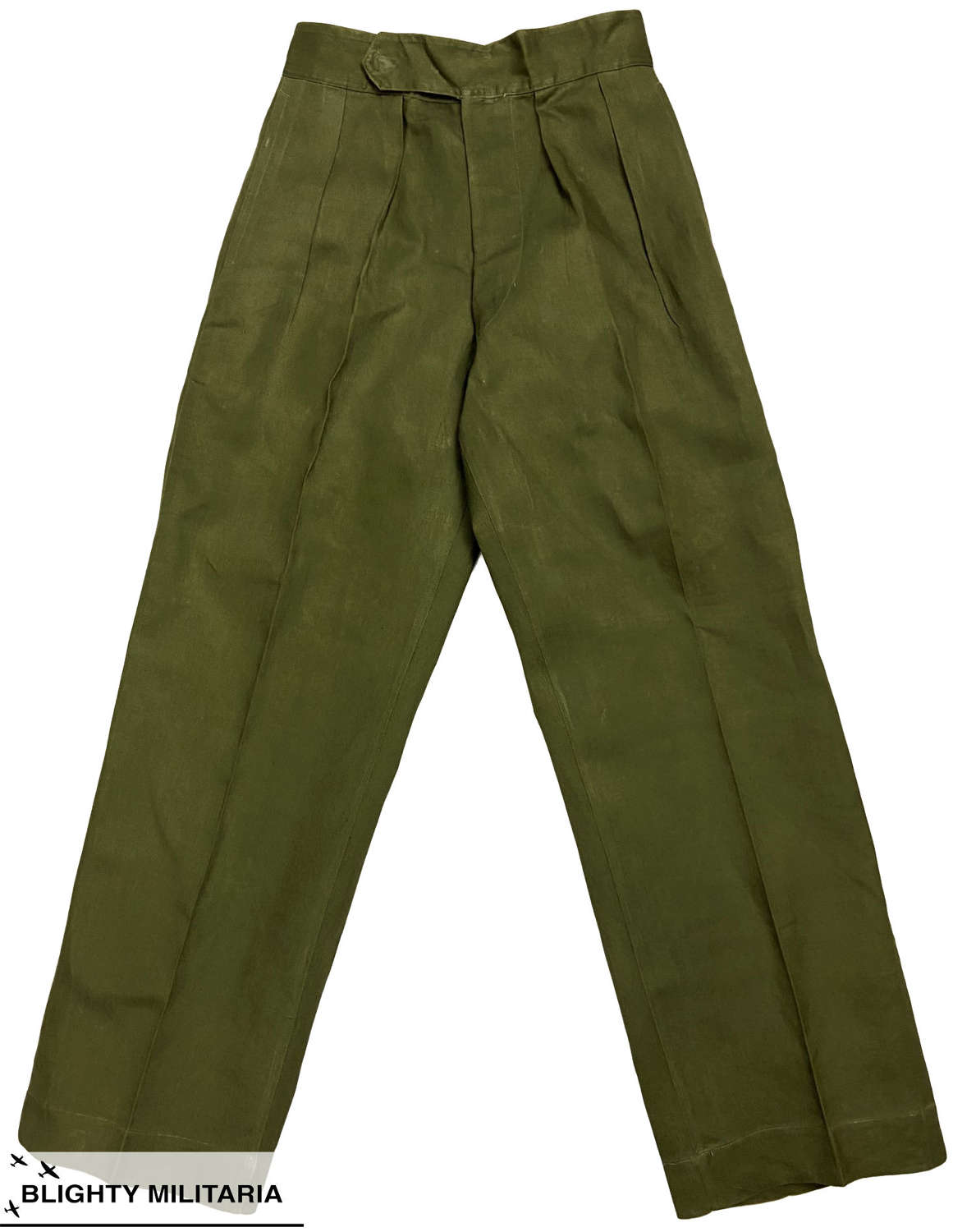 Original 1950s British Army Theatre Made Jungle Green Trousers - 28