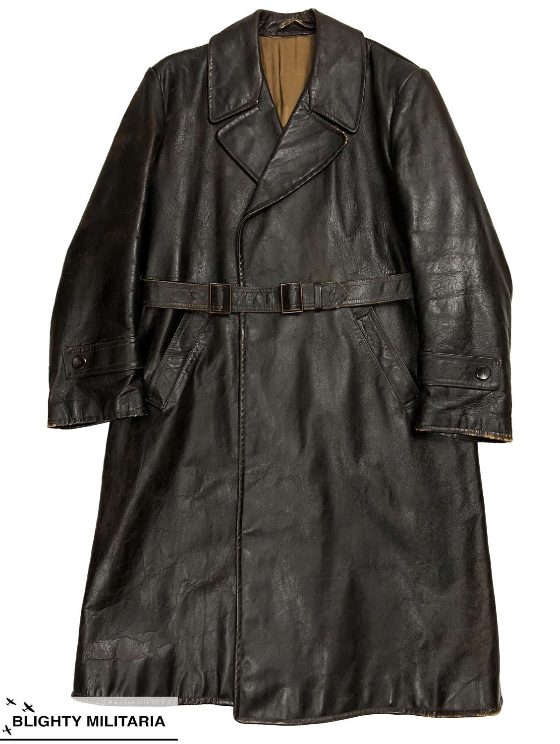 Original 1940s German Leather Overcoat