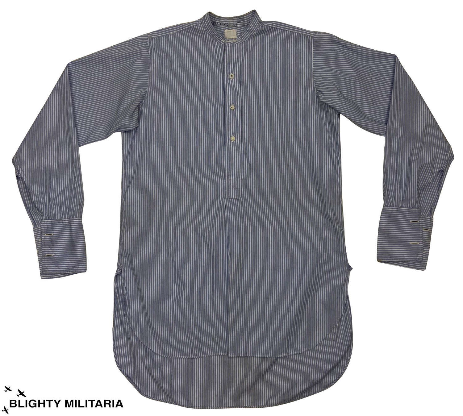 Original 1940s Men's Blue Pinstripe Collarless Shirt