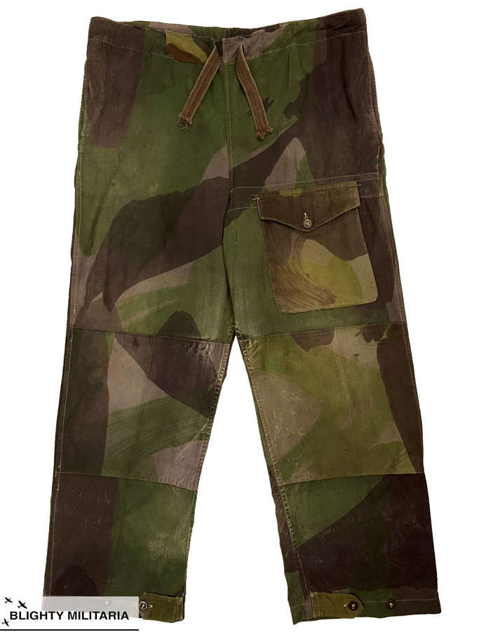 Original 1943 Dated British Army Camouflage Windproof Trousers