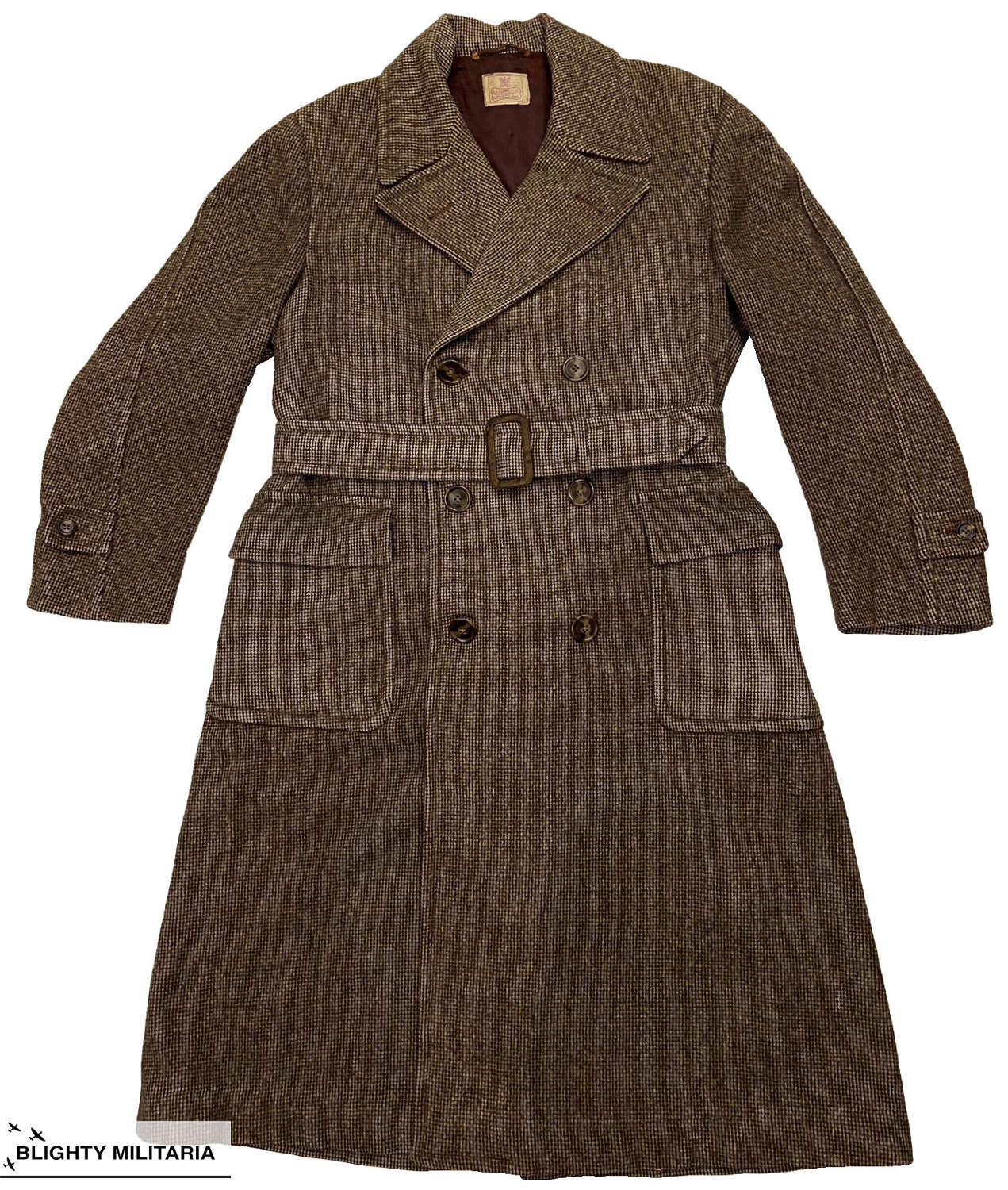 Original 1930s British Men's Dogtooth DB Overcoat by G. A. Dunn